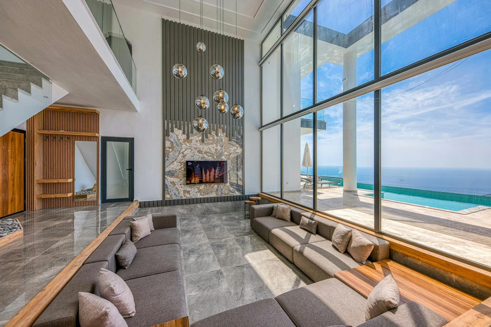 Contemporary residence with integrated lighting and smart-home technology