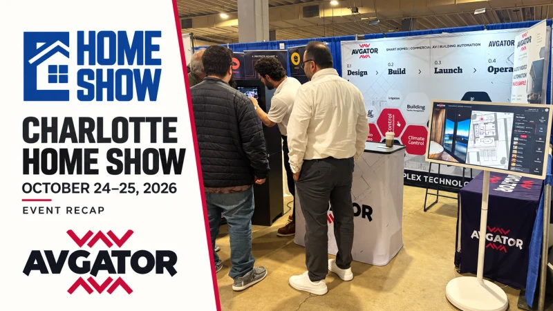 Charlotte Home Show event recap cover with the Home Show and AVgator logos, October 24–25, 2026 dates, and a photo of visitors at the AVgator booth