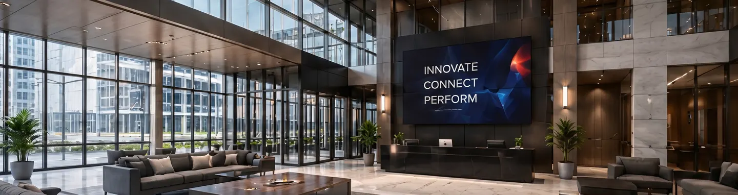 Commercial lobby with integrated digital signage