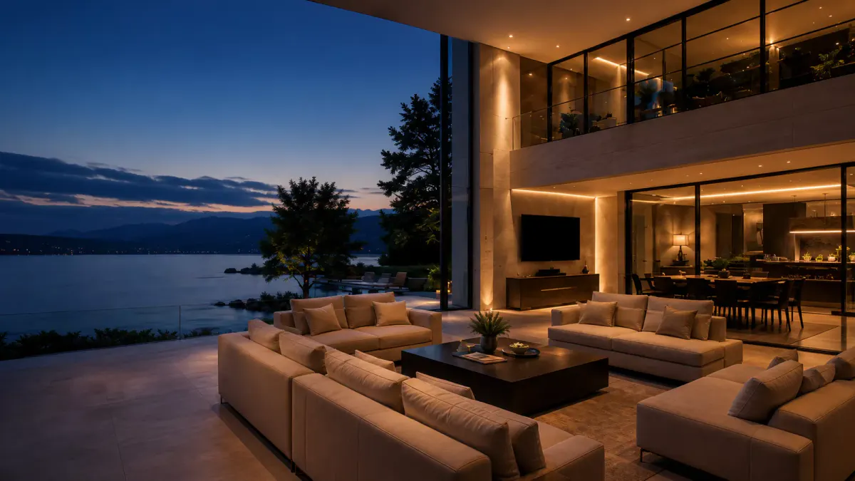 Warm architectural lighting in a modern residential interior